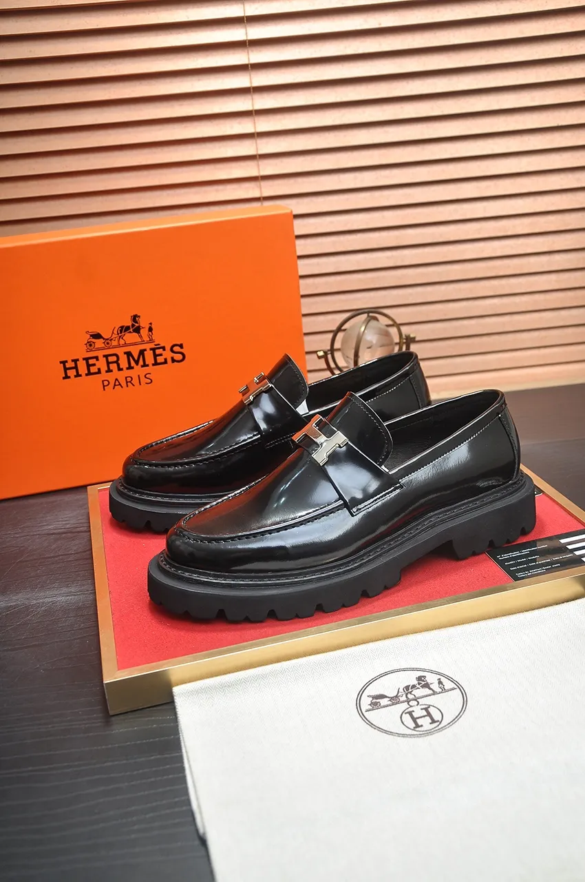 Men's men's shoes 💰720💶【[Hermes HERMES】】(High-end Niuli) New 🍀 HERMES - top version of classic casual leather shoes! Made of imported original cowhide, the inner top layer is comfortable cowhide lining! Original wear-resistant rubber foam outsole! High quality products! Code number 38-45 (45 customized)